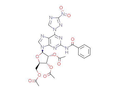 Acetic acid (2R,3R,4R,5R)-4-acetoxy-5-acetoxymethyl-2-[2-benzoylamino-6-(3-nitro-[1,2,4]triazol-1-yl)-purin-9-yl]-tetrahydro-furan-3-yl ester