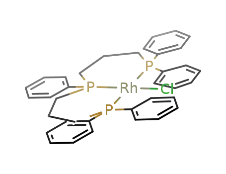 Molecular Structure of 34964-03-9 (Rhodium, [bis[3- (diphenylphosphino)propyl]phenylphosphine-P,P, P]chloro-, (SP-4-3)-)