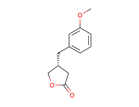 Molecular Structure of 77756-19-5 (2(3H)-Furanone, dihydro-4-[(3-methoxyphenyl)methyl]-, (4R)-)
