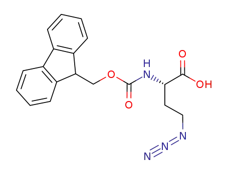Molecular Structure of 942518-20-9 ((S)-2-(((9H-FLUOREN-9-YL)METHOXY)CARBONYLAMINO)-4-AZIDOBUTANOIC ACID)