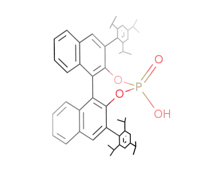 Molecular Structure of 791616-63-2 ((R)-TRIP,  (11bR)-4-Hydroxy-2,6-bis[2,4,6-tris(1-methylethyl)phenyl]dinaphtho[2,1-d:1μ,2μ-f]-1,3,2-dioxaphosphepin  4-oxide,  (R)-3,3μ-Bis(2,4,6-triisopropylphenyl)-1,1μ-bi-2-naphthol  cyclic  monophosphate)