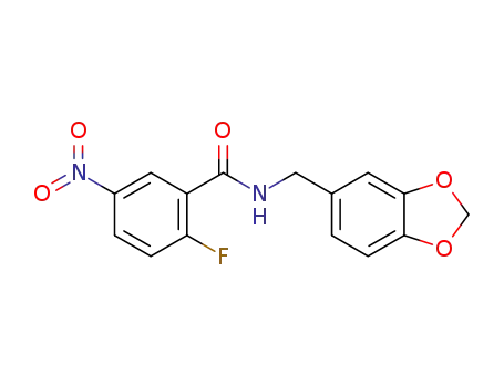 Molecular Structure of 247568-34-9 (2-fluoro-5-nitro-N-(1,3-benzodioxol-5-ylmethyl)benzamide)