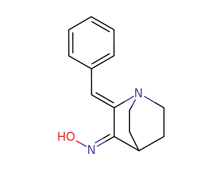 Molecular Structure of 78130-07-1 (1-Azabicyclo[2.2.2]octan-3-one, 2-(phenylmethylene)-, oxime, (Z,Z)-)