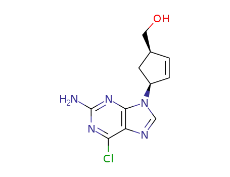 Molecular Structure of 118237-87-9 ((-)-(1S,4R)-4-(2'-amino-6'-chloro-9'H-purin-9'-yl)cyclopent-2-enylmethanol)