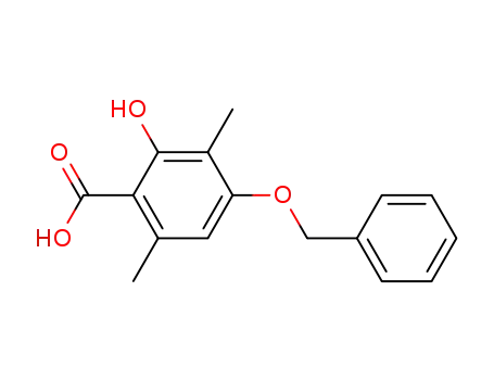 Molecular Structure of 56410-32-3 (4-benzyloxy-2-hydroxy-3,6-dimethylbenzoic acid)