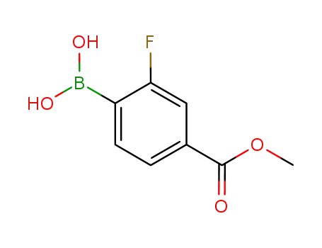 Molecular Structure of 603122-84-5 (2-FLUORO-4-(METHOXYCARBONYL)BENZENEBORONIC ACID)