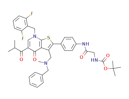 ({4-[3-[(benzyl-methyl-amino)-methyl]-7-(2,6-difluoro-benzyl)-5-isobutyryl-4-oxo-4,7-dihydro-thieno[2,3-<i>b</i>]pyridin-2-yl]-phenylcarbamoyl}-methyl)-carbamic acid <i>tert</i>-butyl ester