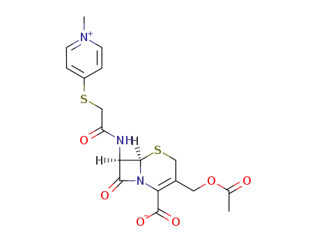 Molecular Structure of 34409-23-9 ((6R,7R)-3-[(acetyloxy)methyl]-7-({[(1-methylpyridinium-4-yl)sulfanyl]acetyl}amino)-8-oxo-5-thia-1-azabicyclo[4.2.0]oct-2-ene-2-carboxylate)