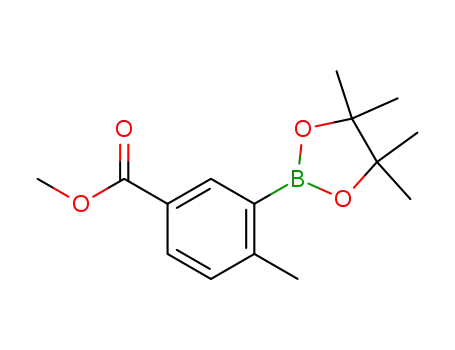 Molecular Structure of 882679-40-5 (METHYL 4-METHYL-3-(4,4,5,5-TETRAMETHYL-1,3,2-DIOXABOROLAN-2-YL)BENZOATE)