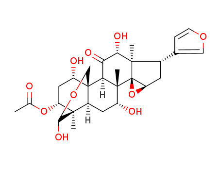 24-Norchola-20,22-diene-4-carboxaldehyde,3-(acetyloxy)-14,15:21,23-diepoxy-1,7,12,19-tetrahydroxy-4,8-dimethyl-11-oxo-,cyclic 4,19-hemiacetal, (1a,3a,4b,5a,7a,12a,13a,14b,15b,17a)- (9CI)