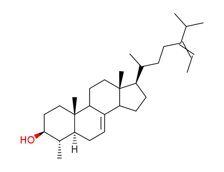 Stigmasta-7,24(28)-dien-3-ol,4-methyl-, (3b,5a)- (9CI)