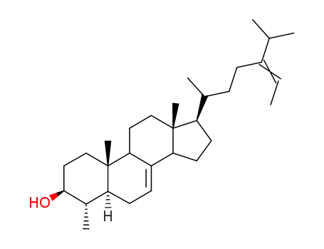 Molecular Structure of 120056-15-7 (4-methylstigmasta-7,25-dien-3-ol)