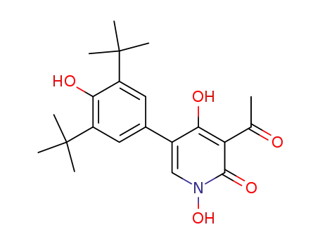 Molecular Structure of 561068-84-6 (2(1H)-Pyridinone,
3-acetyl-5-[3,5-bis(1,1-dimethylethyl)-4-hydroxyphenyl]-1,4-dihydroxy-)