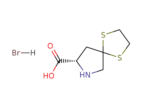 Molecular Structure of 75776-79-3 (1,4-Dithia-7-azaspiro[4,4]nonane-8-carboxylic acid hydrobromide)