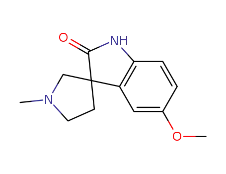 Molecular Structure of 136316-07-9 (Spiro[3H-indole-3,3'-pyrrolidin]-2(1H)-one, 5-methoxy-1'-methyl-)