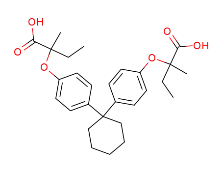 Butanoic acid, 2,2'-[cyclohexylidenebis(4,1-phenyleneoxy)]bis[2-methyl-, (R*,R*)-(+-)-