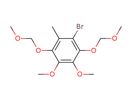 Molecular Structure of 34407-31-3 (Benzene, 1-bromo-3,4-dimethoxy-2,5-bis(methoxymethoxy)-6-methyl-)