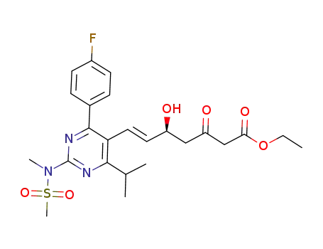 Molecular Structure of 901765-36-4 ((5S,6E)-7-[4-(4-Fluorophenyl)-6-(1-methylethyl)-2-[methyl(methylsulfonyl)amino]-5-pyrimidinyl]-5-hydroxy-3-oxo-6-heptenoic acid ethyl ester)