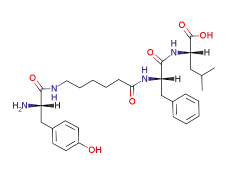 Molecular Structure of 80977-39-5 (L-Leucine,
N-[N-[6-[[2-amino-3-(4-hydroxyphenyl)-1-oxopropyl]amino]-1-oxohexyl]-L
-phenylalanyl]-, (S)-)