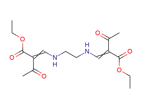 Molecular Structure of 117358-54-0 (Butanoic acid, 2,2'-[1,2-ethanediylbis(iminomethylidyne)]bis[3-oxo-,
diethyl ester)