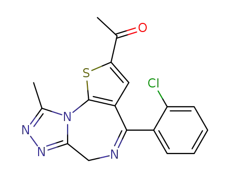 1-[4-(2-chloro-phenyl)-9-methyl-6<i>H</i>-thieno[3,2-<i>f</i>][1,2,4]triazolo[4,3-<i>a</i>][1,4]diazepin-2-yl]-ethanone