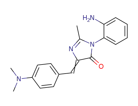 Molecular Structure of 148874-91-3 (4H-Imidazol-4-one,
3-(2-aminophenyl)-5-[[4-(dimethylamino)phenyl]methylene]-3,5-dihydro-
2-methyl-)