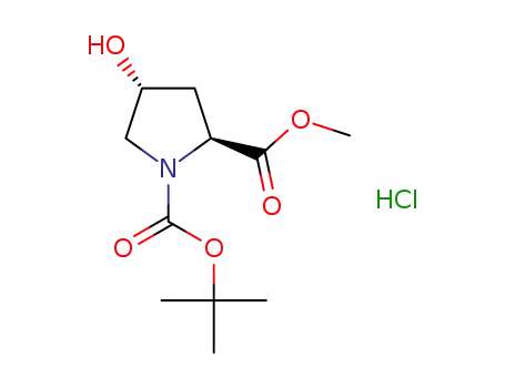 Molecular Structure of 144527-44-6 ((2S,4R)-4-Hydroxy-1,2-pyrrolidinedicarboxylic acid 1-tert-butyl 2-methyl ester hydrochloride)