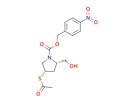 1-Pyrrolidinecarboxylic acid, 4-(acetylthio)-2-(hydroxymethyl)-, (4-nitrophenyl)methyl ester, (2S-cis)-(104773-40-2)