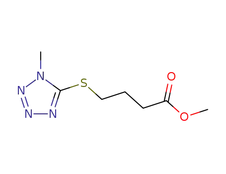 Molecular Structure of 80086-15-3 (Butanoic acid, 4-[(1-methyl-1H-tetrazol-5-yl)thio]-, methyl ester)