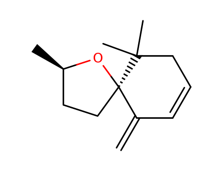 Molecular Structure of 99944-79-3 (1-Oxaspiro[4.5]dec-7-ene, 2,10,10-trimethyl-6-methylene-, (2R,5R)-rel-)