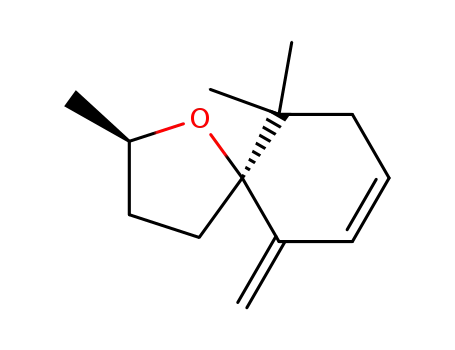 Molecular Structure of 65416-59-3 (1-Oxaspiro4.5dec-7-ene, 2,10,10-trimethyl-6-methylene-)
