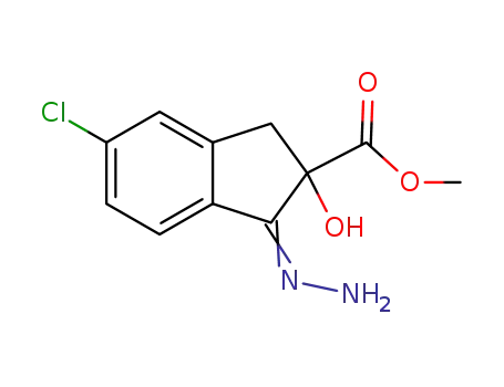 Molecular Structure of 144172-26-9 (5-Chloro-1-oxo-2,3-dihydro-2-hydroxy-1H-indene-2-carboxylic acid methyl ester)