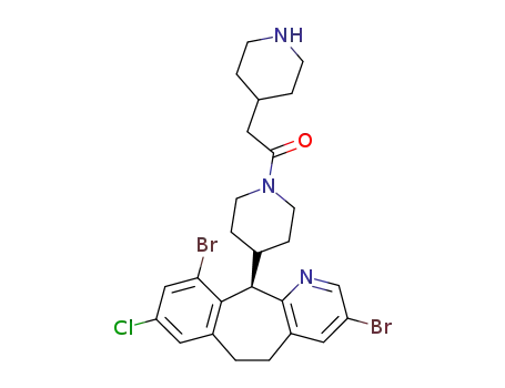 Molecular Structure of 193276-77-6 ((+)-4-(8-chloro-3,10-dibromo-6,11-dihydro-5H-benzo-<5,6>cyclohepta<1,2-b>pyridin-11(R)-yl)-1-<(4-piperidinyl)acetyl>piperidine)