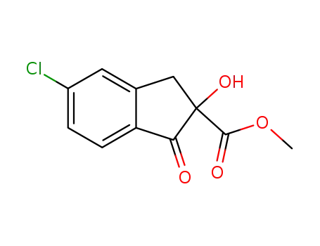 Molecular Structure of 144172-24-7 (5-Chloro-2-hydroxy-2-methoxycarbonyl-1-indanone)