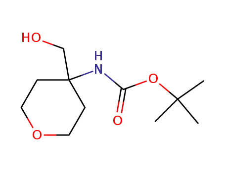 Molecular Structure of 1029716-09-3 (tert-butyl N-[4-(hydroxymethyl)oxan-4-yl]carbamate)