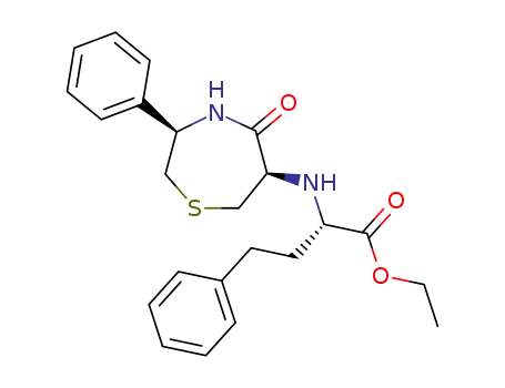 Molecular Structure of 110267-58-8 ((S)-2-((3R,6R)-5-Oxo-3-phenyl-[1,4]thiazepan-6-ylamino)-4-phenyl-butyric acid ethyl ester)