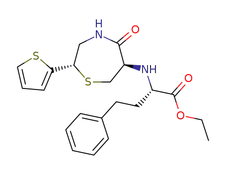Molecular Structure of 110143-57-2 ((2S,6R)-6-[[1(s)-Ethoxycarbonyl-3-phenylpropyl]amino]-5-oxo-(2-thienyl)perhydro-1,4-thiazepine)