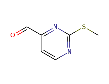 Molecular Structure of 1074-68-6 (2-METHYLSULFANYL-PYRIMIDINE-4-CARBALDEHYDE)
