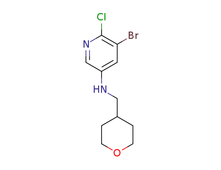 Molecular Structure of 1378034-59-3 (5-bromo-6-chloro-N-((tetrahydro-2H-pyran-4-yl)methyl)pyridin-3-amine)
