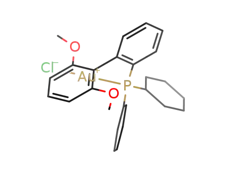 Molecular Structure of 854045-95-7 (Chloro(2-dicyclohexylphosphino-2',6'-diMethoxy-1,1'-biphenyl)gold(I), 98%)