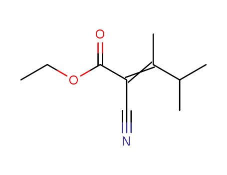Molecular Structure of 868-00-8 (2-Pentenoic acid, 2-cyano-3,4-dimethyl-, ethyl ester)