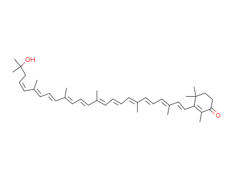 Molecular Structure of 26056-69-9 (3',4'-Didehydro-1',2'-dihydro-1'-hydroxy-β,ψ-caroten-4-one)