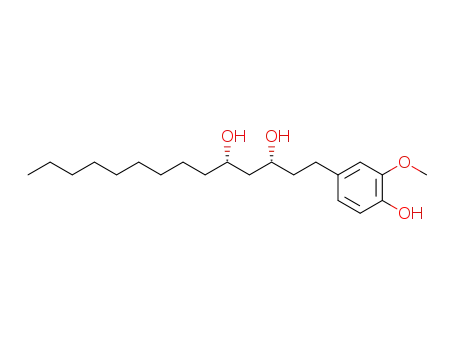 Molecular Structure of 53254-77-6 (3,5-Tetradecanediol,1-(4-hydroxy-3-methoxyphenyl)-, (3R,5S)-)