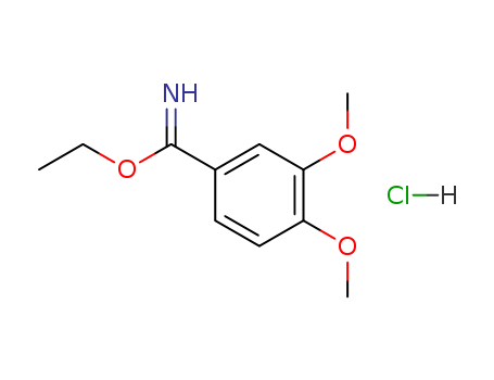 Molecular Structure of 13602-19-2 (Benzenecarboximidic acid, 3,4-dimethoxy-, ethyl ester, hydrochloride)