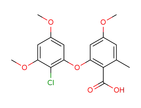 Molecular Structure of 65658-35-7 (Benzoic acid, 2-(2-chloro-3,5-dimethoxyphenoxy)-4-methoxy-6-methyl-)