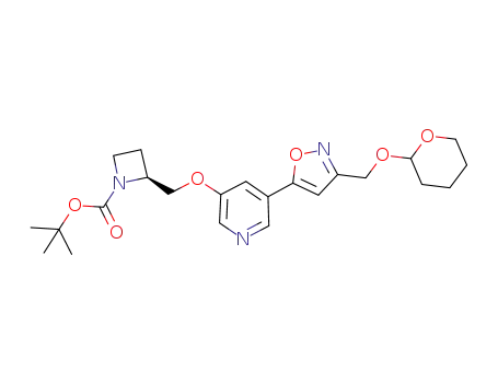 Molecular Structure of 1222139-58-3 (3-[[1-(tert-butoxycarbonyl)-2(S)-azetidinyl]methoxy]-5-[3-[(tetrahydro-2H-pyran-2-yloxy)methyl]-5-isoxazolyl]pyridine)