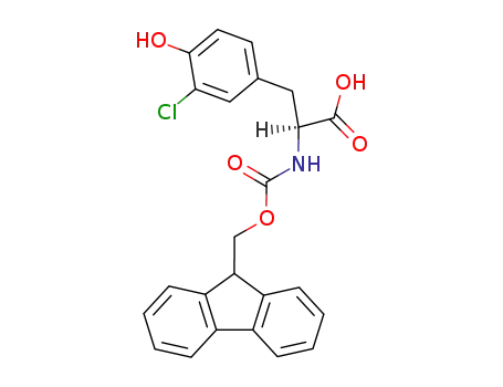 Molecular Structure of 478183-58-3 ((S)-2-(((9H-fluoren-9-yl)methoxy)carbonylamino)-3-(3-chloro-4-hydroxyphenyl)propanoic acid)