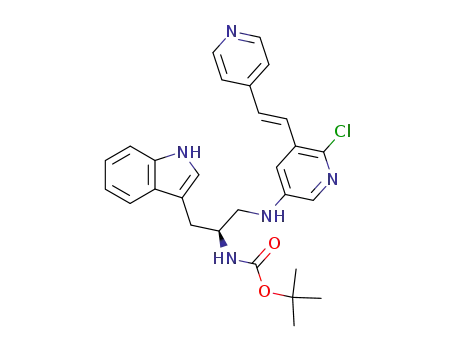 Molecular Structure of 882170-52-7 ([1-{[6-chloro-5-(2-pyridin-4-yl-vinyl)-pyridin-3-ylamino]-methyl}-2-(1<i>H</i>-indol-3-yl)-ethyl]-carbamic acid <i>tert</i>-butyl ester)