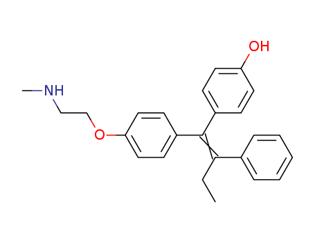 110025-28-0,N-Desmethyl-4-hydroxy Tamoxifen (approx. 1:1 E/Z Mixture),Phenol,4-[1-[4-[2-(methylamino)ethoxy]phenyl]-2-phenyl-1-butenyl]- (9CI); 4OHNDtam