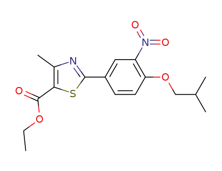 Molecular Structure of 144060-93-5 (2-[3-Nitro-4-(2-methylpropoxy)phenyl]-4-methyl-5-thiazolecarboxylic acid ethyl ester)